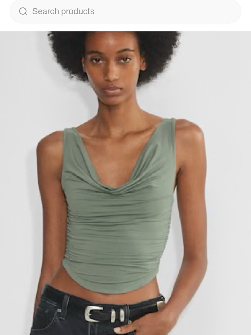 Aritzia Sage Green Ruched Cowl Tank